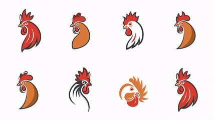 Obraz premium Sticker pack featuring uncomplicated flat-designed chickens head