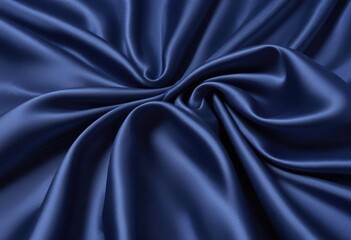 Fototapeta premium Dark blue silk fabric background, view from above. Smooth elegant black silk or satin luxury cloth texture can use as abstract background with copy space, close-up