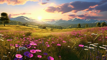 Fototapeta premium A beautiful landscape image of a valley with a river running through it.