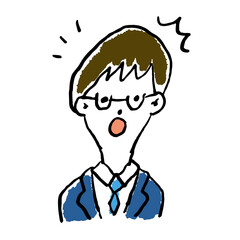 会社員 メガネのMさん(32) ビックリ カラー 手描き