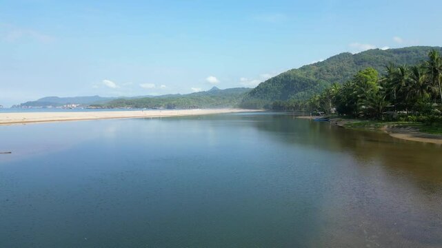 Tracking Right Across Calm Estuary Near Pantai Soge In Pacitan Indonesia