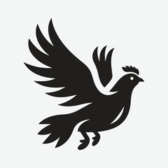 Fototapeta premium Majestic Hen in Flight, Captivating Silhouette Against the Sky