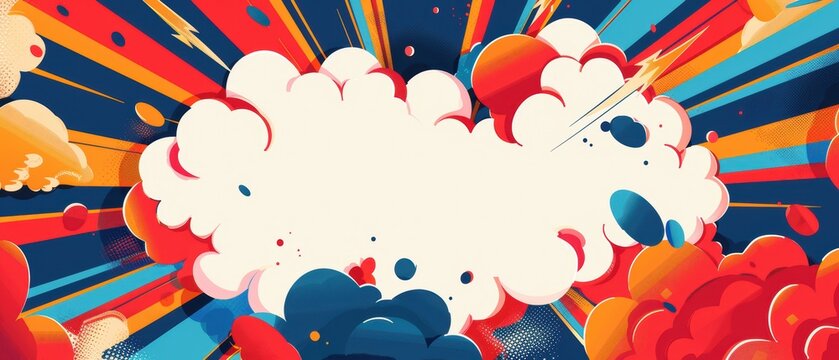 Invitation design with a superhero explosion background, bold graphics, area for party details - Powered by Adobe