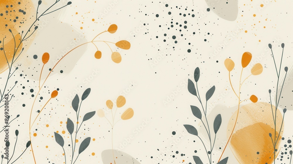 Poster a clean, contemporary background featuring minimalist geometric floral patterns in shades of yellow 