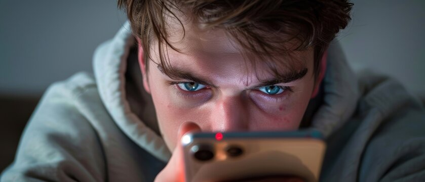 Person looking at their phone with a sad expression, breakup, missed calls and messages