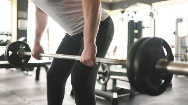Sweat and Determination Guy Pushing Limits in Barbell Training