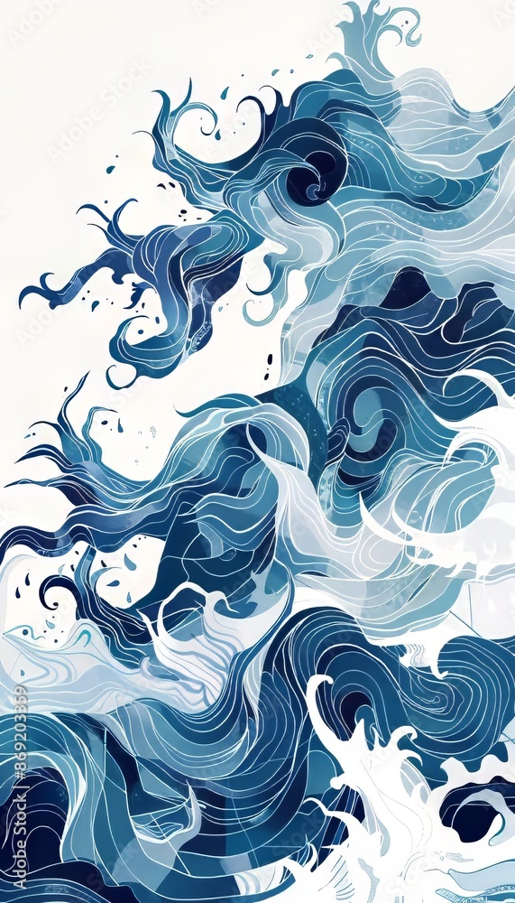 Wall mural Blue Wave Abstract Illustration