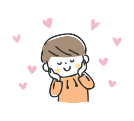 喜んでいる男の子のイラスト