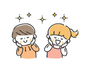 喜んでいる子供のイラスト