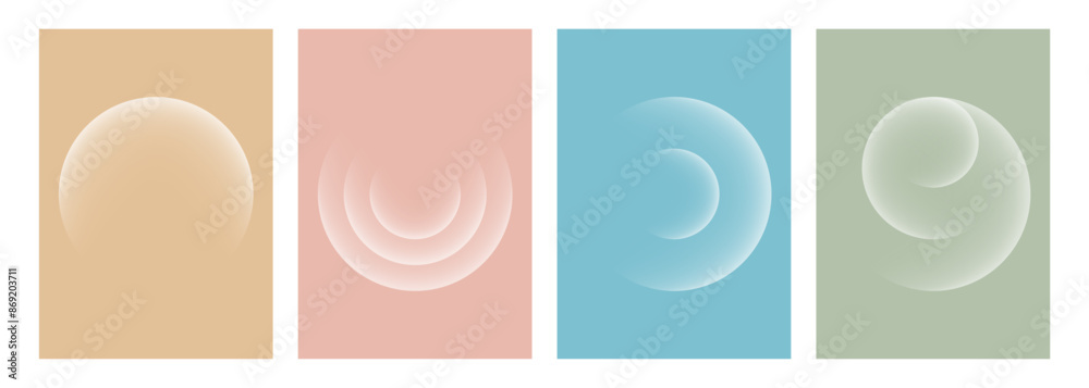 Leinwandbilder Set of white color gradient blurred round shapes. Futuristic abstract backgrounds with light soft colored spheres for creative graphic design. Vector illustration.