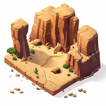 top down cartoony isometric desert