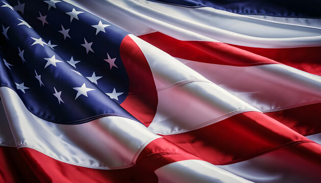 American Wave Flag .Flag of US Silk