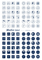 Pack d'icônes météo vectorielles. Collection de pictos vectoriels. Pictos météos vecteurs. Fichier vectoriel.