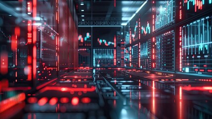 Automated Real Time Trading Platform with Sleek Futuristic Interface and Glowing Displays