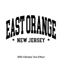 East Orange text effect vector. Editable college t-shirt design printable text effect vector