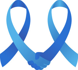 Blue Awareness Ribbon hand holding illustration