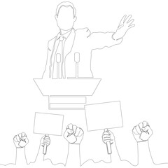 Continuous one single line drawing Elections and voting concept icon vector illustration concept