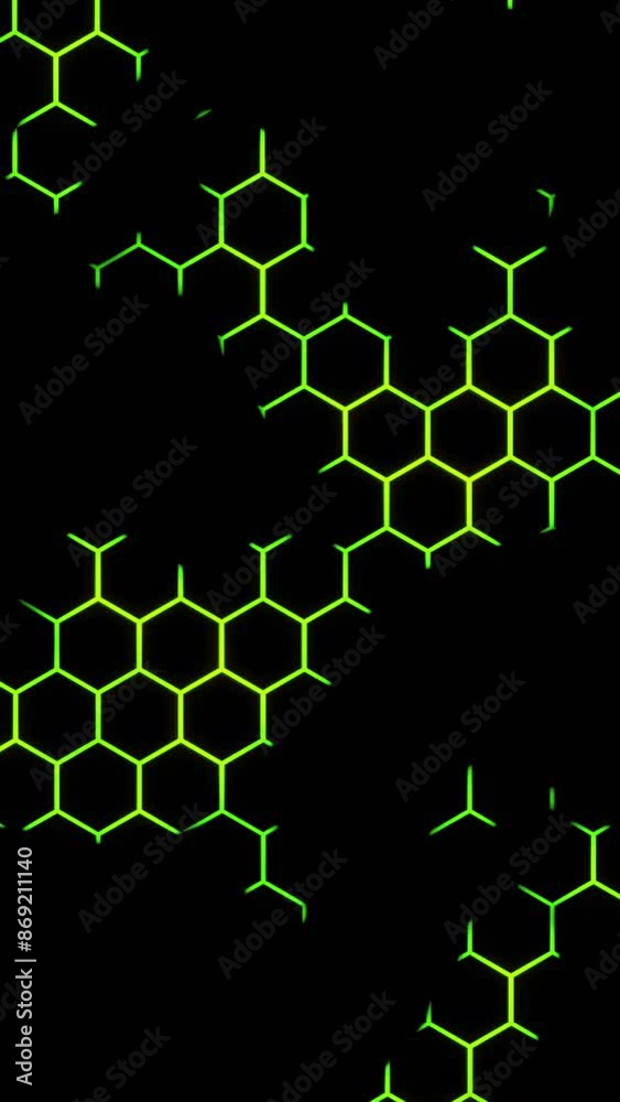 Poster modern geometric background with hexagon shapes. design. green and black animation of a hexagonal gr