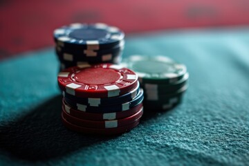 casino chips on green felt table