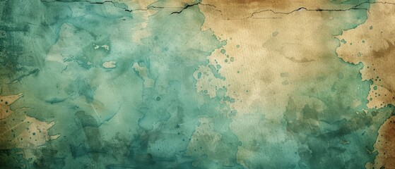 Vintage blue background with distressed textures, faded ink patterns, and old paper effects, creating an antique aesthetic, watercolor style