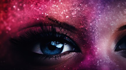 Naklejka premium Sparkling eye makeup with vibrant colors