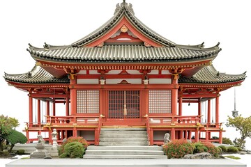 Japanese temple isolated on white photograph