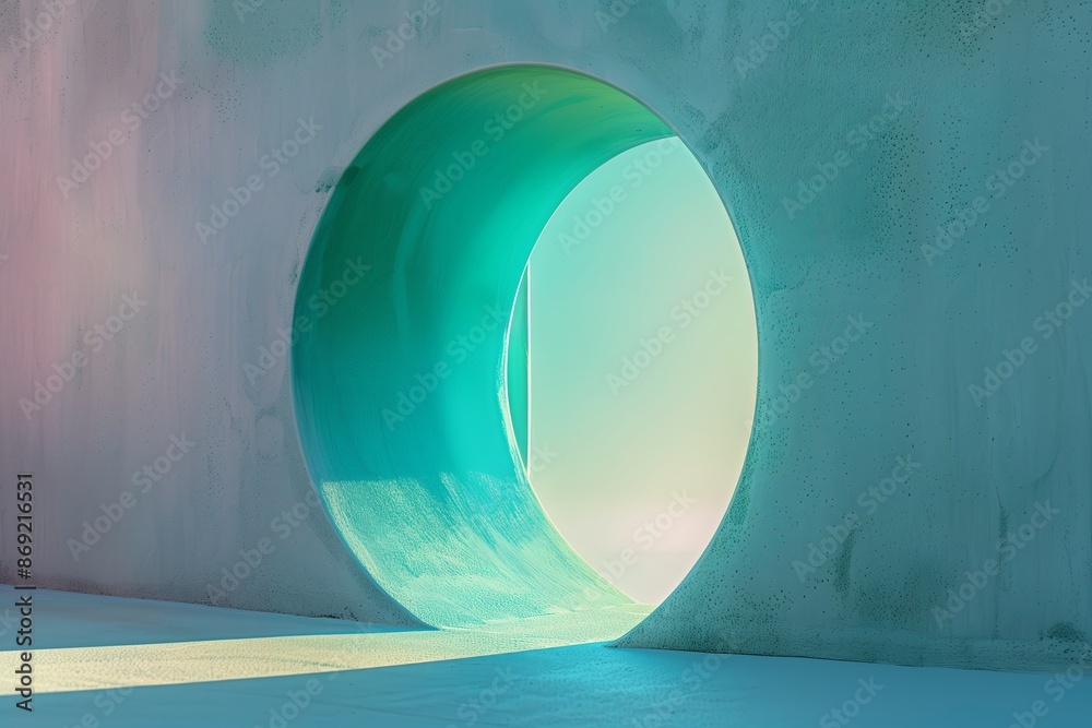 Poster An artistic, minimalist of a keyhole with a glimpse inside showing a serene, abstract representation