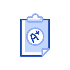 Vector outline icon of school journal in the form of a clipboard with a pin on top. Journal for conducting the educational process, notes. Can be used for educational materials