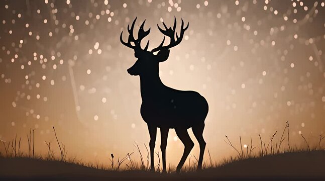 deer silhouette in the nature at night