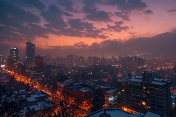 Fototapeta premium Winter morning time lapse in santiago, chile's providencia district