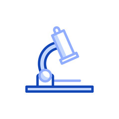 Vector icon of a microscope with a base, stage, and eyepiece. Represents scientific study and research. Can be used for educational websites, research materials, and classroom teaching aids.
