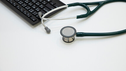 A stethoscope is used to listen to lung sounds. Important equipment that doctors use to diagnose patients.