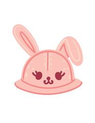 Baby children warm hat with animal inspired cute rabbit vector illustration isolated on white background