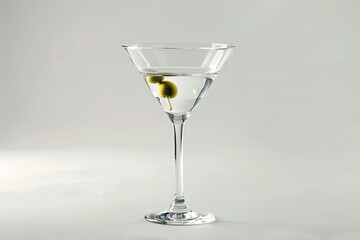 Martini glass, with olive on white background
