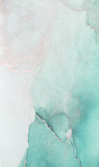 Abstract Watercolor Art in Mint and White