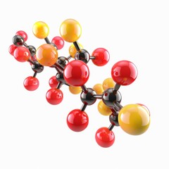Different atoms arranged in a chemical structure, 3D molecules, atomic structures