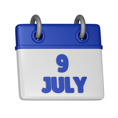 9 July Calendar 3d icon