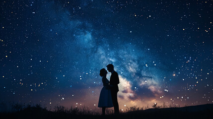 Obraz premium Senior couple enjoying a romantic dance under the stars Stock Photo with copy space