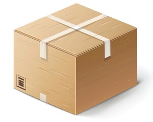 Box Isolated. Brown Cardboard Box with Blank Copy Space for Business Freight