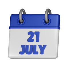 21 July Calendar 3d icon