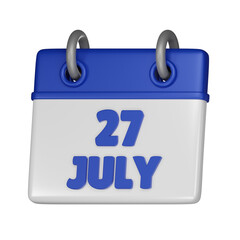 27 July Calendar 3d icon