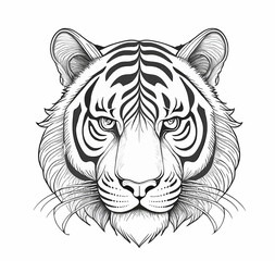 Obraz premium tiger head vector, simple art line