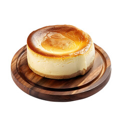 Classic New York cheesecake on a wooden tray, Isolated on Transparent background. 