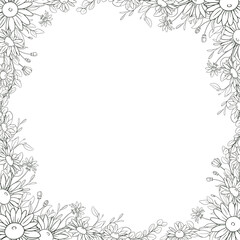 Hand Drawn Daisy Flower Frame Background
