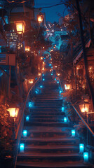 Obraz premium christmas lights in the town