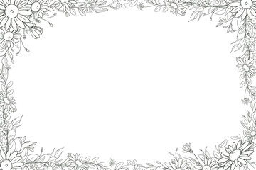 Hand Drawn Daisy Flower Frame Background