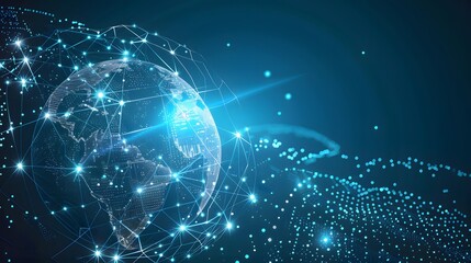 Obraz premium Abstract digital connection dots and lines. Technology background. Network connection structure. Plexus effect. 3d