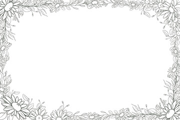 Hand Drawn Daisy Flower Frame Background