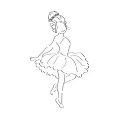 Ballerina dancing on pointe. Dancer in a beautiful pose. Ballet. Inscription. Vector illustration. 