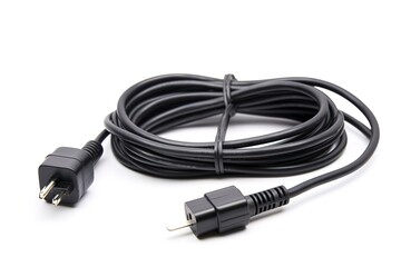 Fototapeta premium Black USB cable isolated on white background